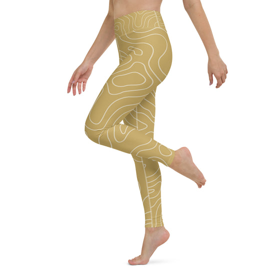 Deep Yellow Patterned Yoga Leggings