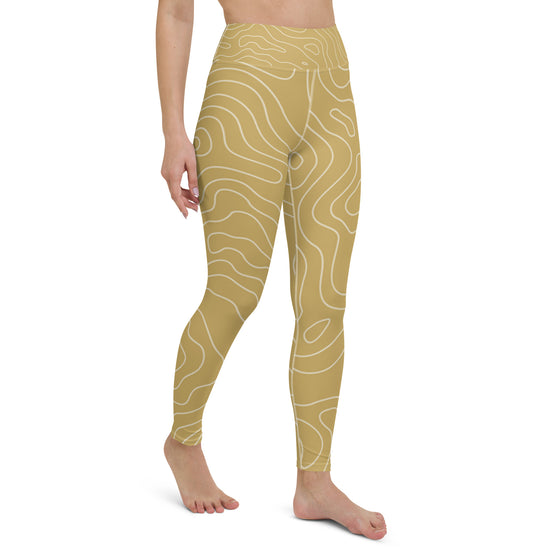 Deep Yellow Patterned Yoga Leggings